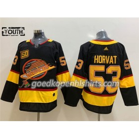 Vancouver Canucks Bo Horvat 53 Flying Skate 50th Anniversary Adidas 2019-2020 Zwart Authentic Shirt - Kinderen